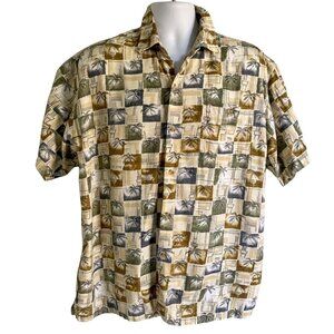Newport Blue Short Sleeve Button Down Casual Shirt Mens Large